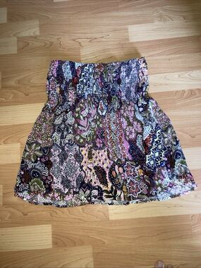 NWT LOFT Top Womens M Smocked Strapless Babydoll Tube Top Floral Patchwork Boho